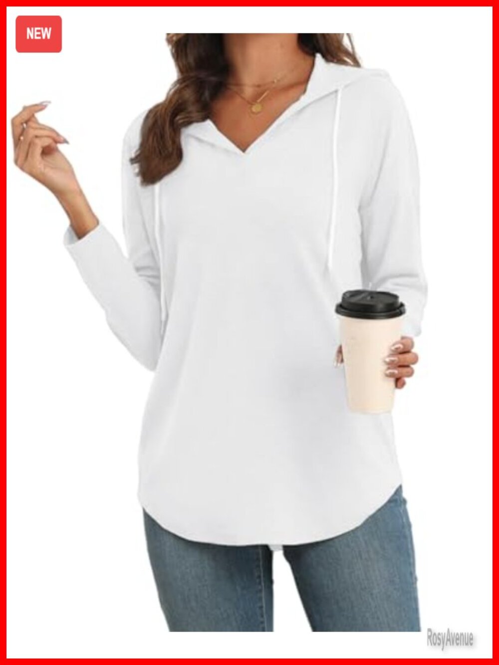 Womens V Neck Hoodie Long Sleeve Lightweight Pullover Sweatshirt Casual